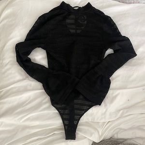 See through long sleeve bodysuit